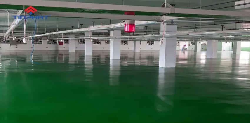mặ t sàn sau khi hoàn thành dự án thi công sơn epoxy