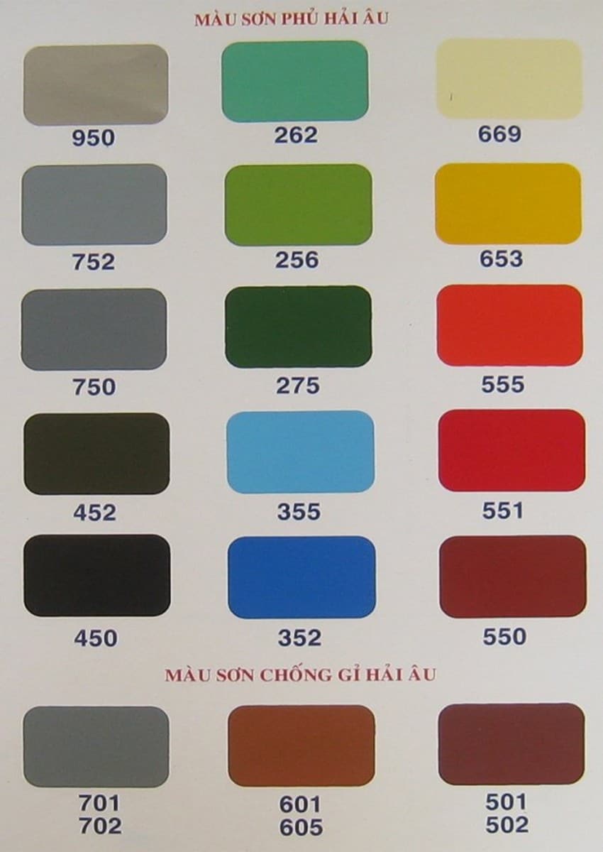 bảng màu sơn epoxy hải âu