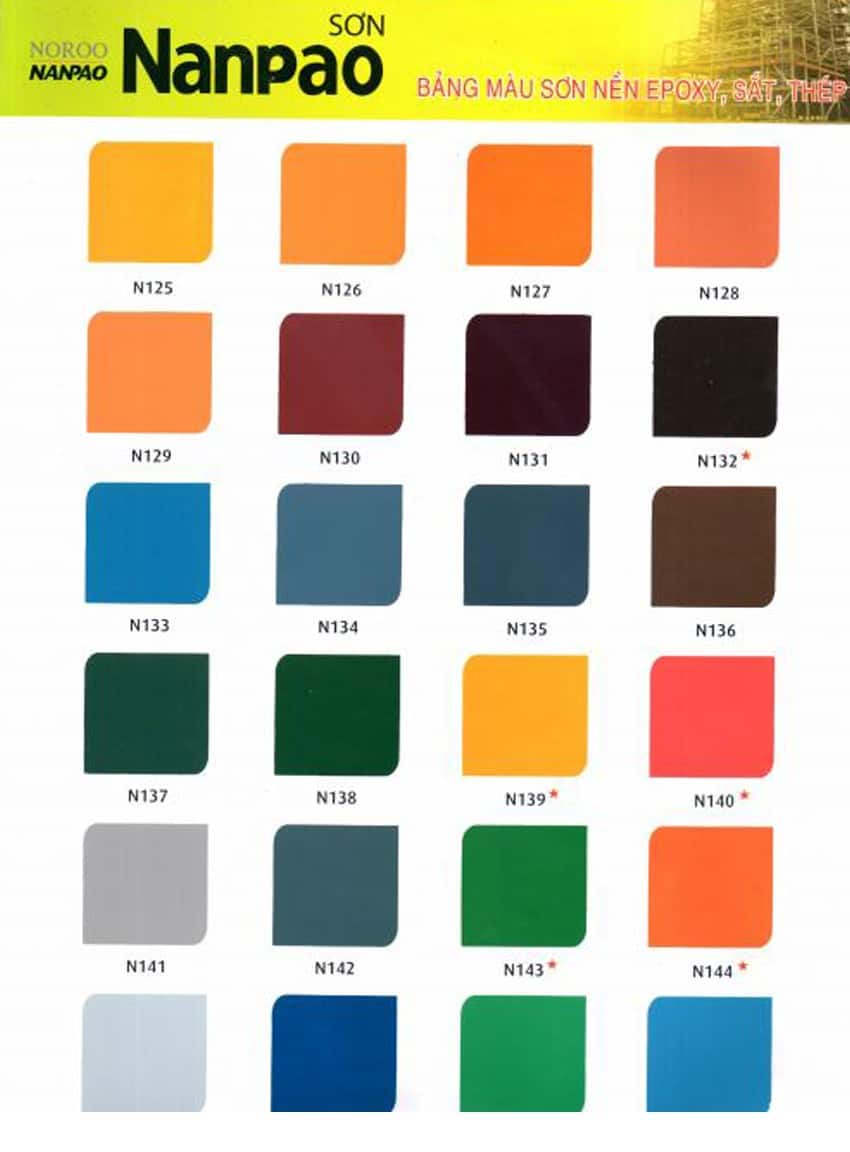 bảng màu sơn epoxy sunday 2
