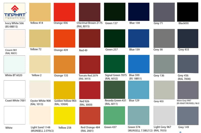 bảng màu sơn sàn epoxy jotun