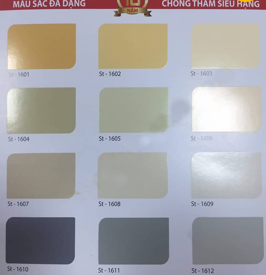 bảng màu sơn epoxy nishu