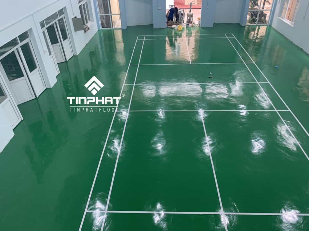Thi công sơn epoxy sân tennis hoàn thiện