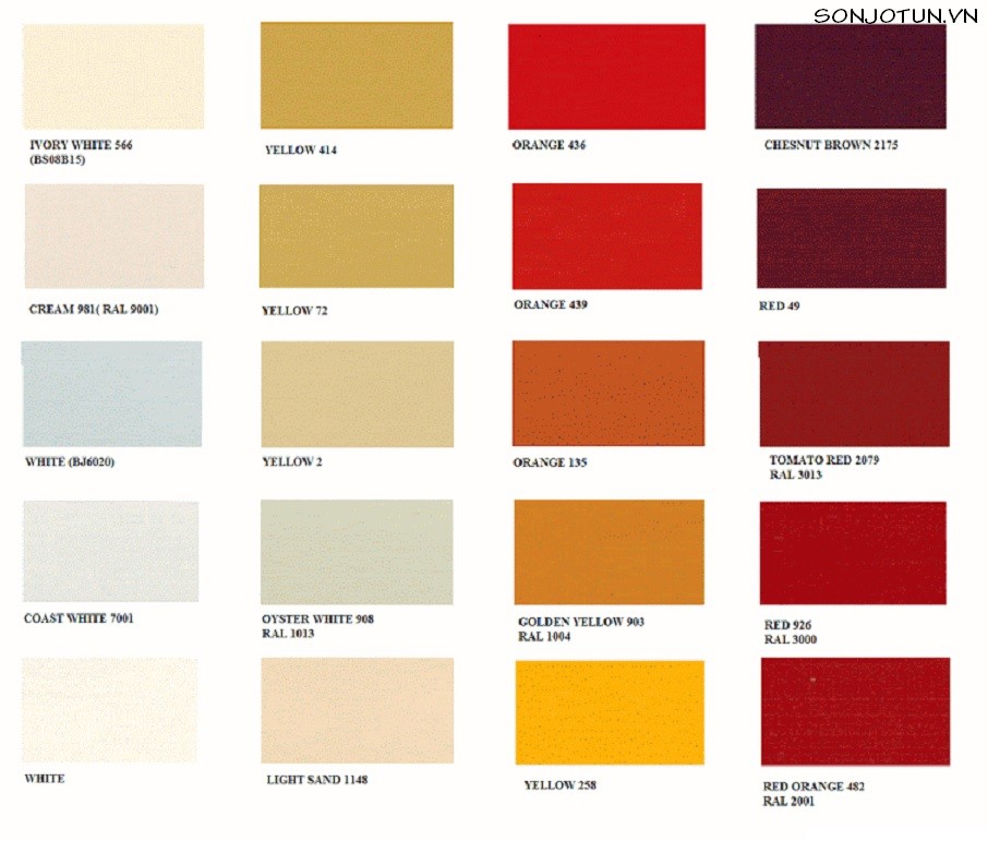 Bảng màu sơn Epoxy Jotun