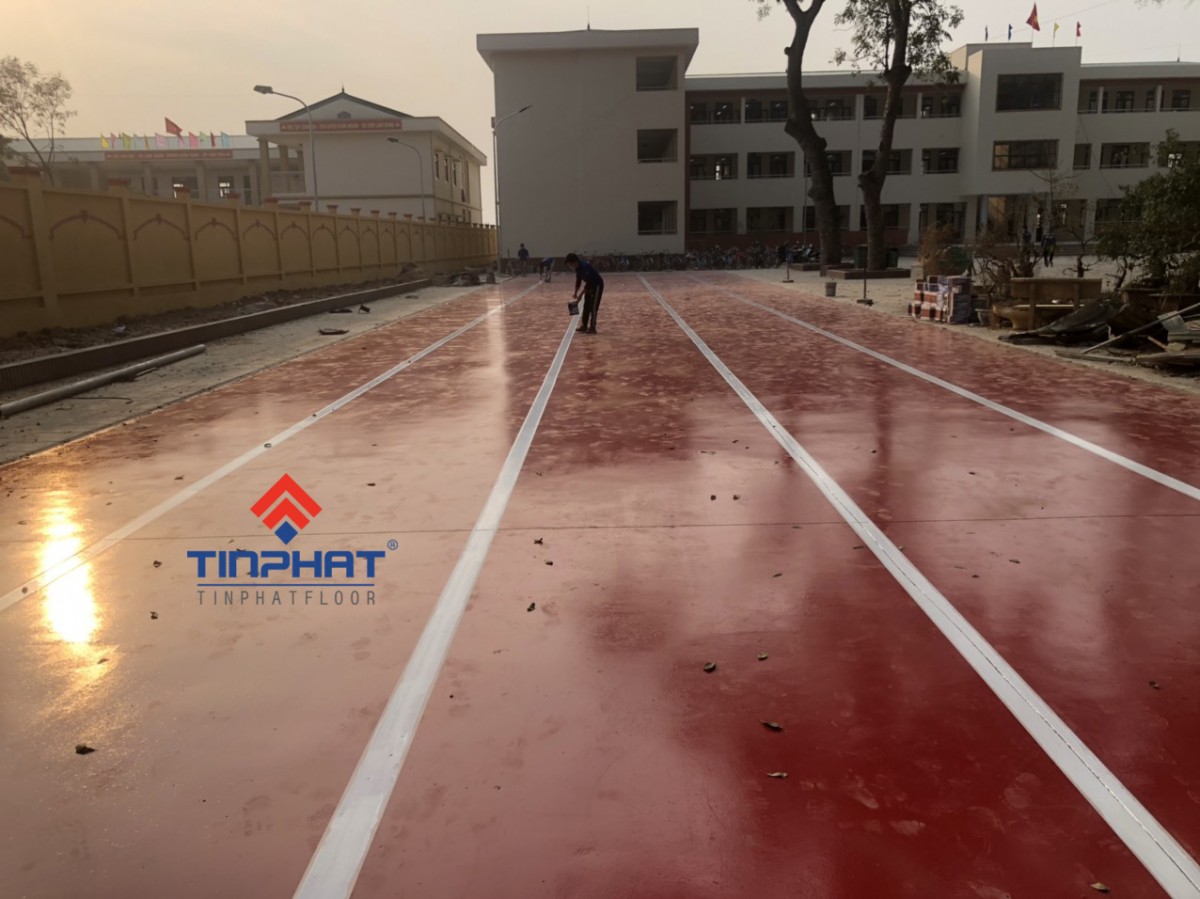 Thi công sơn Epoxy sân trường Tiểu học Đại Yên