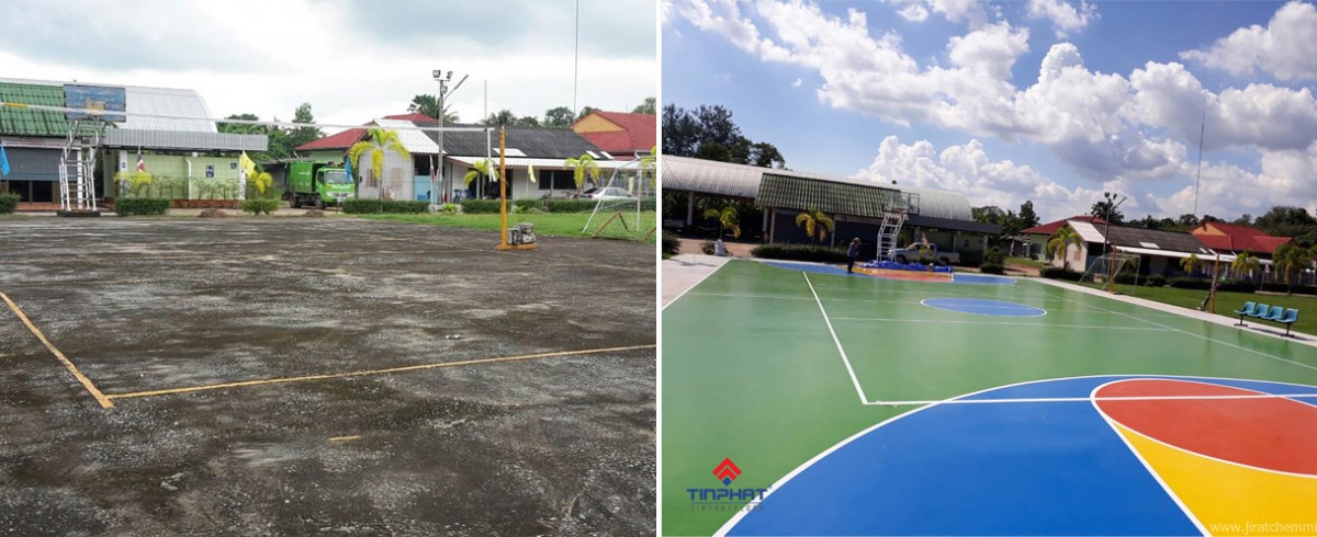 thi công sân bóng rổ