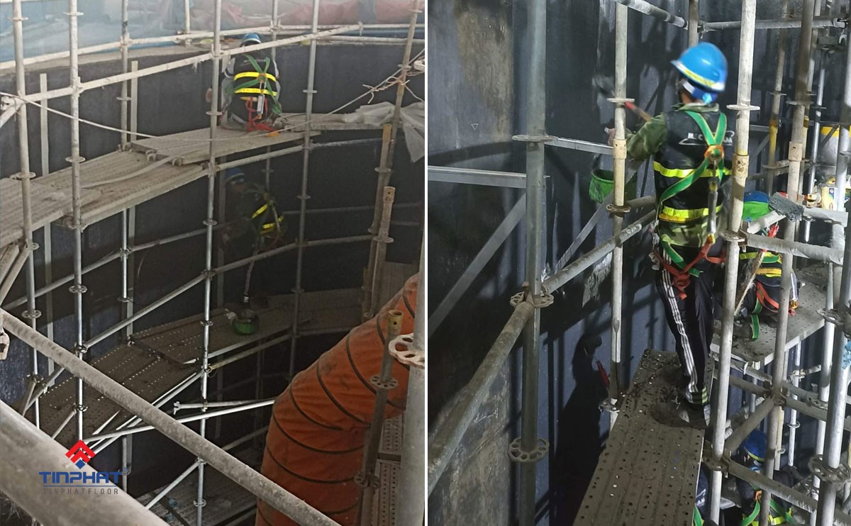 Thi công bọc phủ composite bể chứa