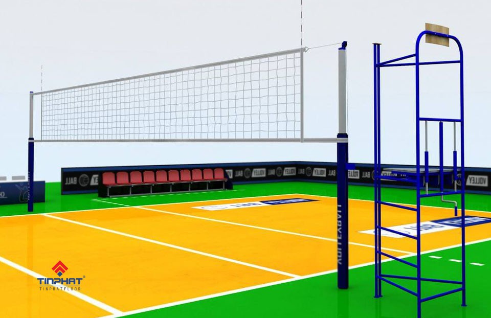 Kích thước tiêu chuẩn của sân bóng chuyền 